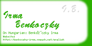 irma benkoczky business card